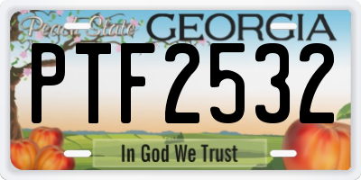 GA license plate PTF2532