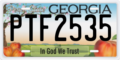 GA license plate PTF2535