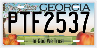 GA license plate PTF2537