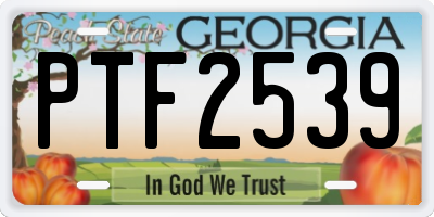 GA license plate PTF2539