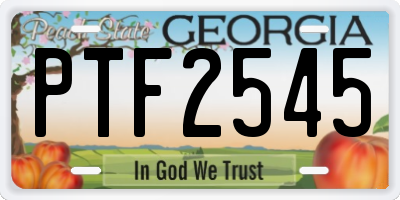 GA license plate PTF2545