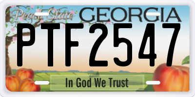 GA license plate PTF2547