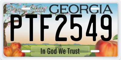 GA license plate PTF2549