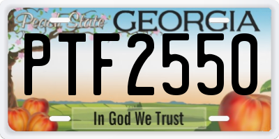 GA license plate PTF2550