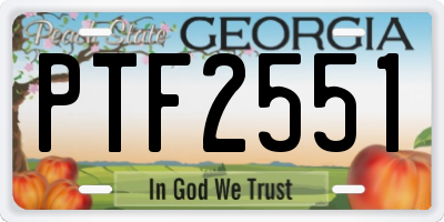 GA license plate PTF2551