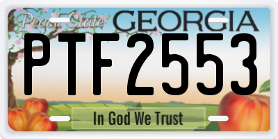 GA license plate PTF2553