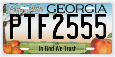 GA license plate PTF2555