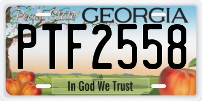 GA license plate PTF2558