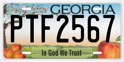 GA license plate PTF2567