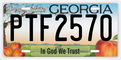 GA license plate PTF2570