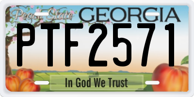 GA license plate PTF2571