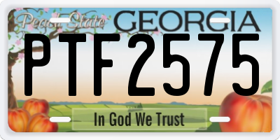 GA license plate PTF2575
