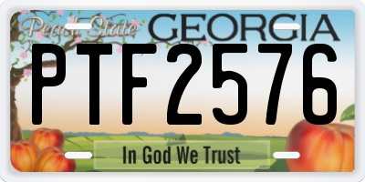 GA license plate PTF2576