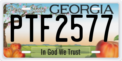 GA license plate PTF2577