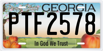 GA license plate PTF2578