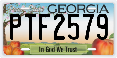 GA license plate PTF2579