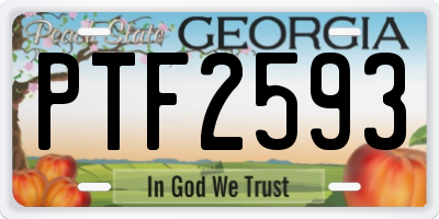 GA license plate PTF2593