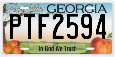 GA license plate PTF2594