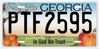 GA license plate PTF2595