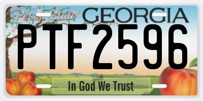 GA license plate PTF2596