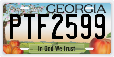 GA license plate PTF2599