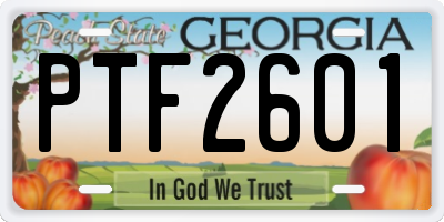 GA license plate PTF2601
