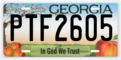 GA license plate PTF2605