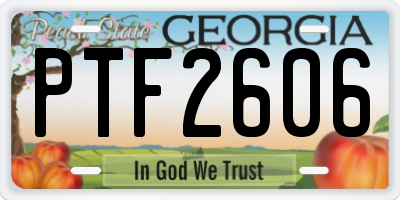 GA license plate PTF2606