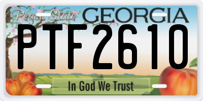 GA license plate PTF2610