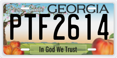 GA license plate PTF2614