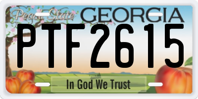 GA license plate PTF2615