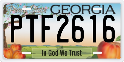 GA license plate PTF2616
