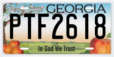 GA license plate PTF2618