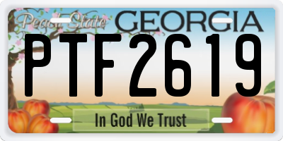GA license plate PTF2619