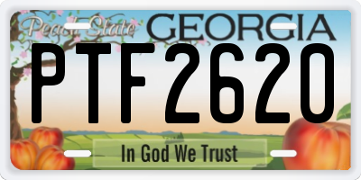 GA license plate PTF2620