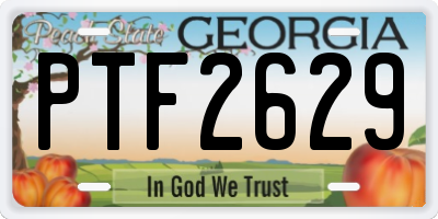 GA license plate PTF2629