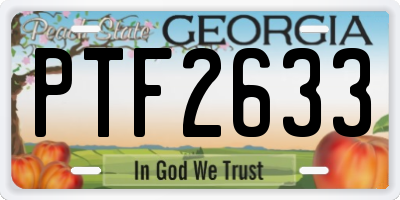 GA license plate PTF2633