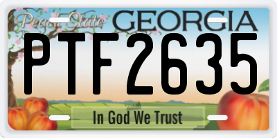 GA license plate PTF2635