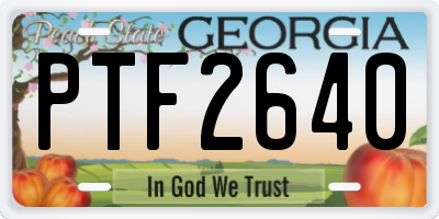 GA license plate PTF2640