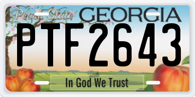 GA license plate PTF2643