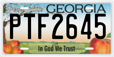 GA license plate PTF2645
