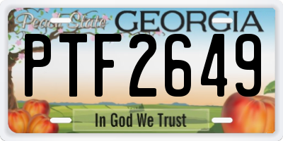 GA license plate PTF2649