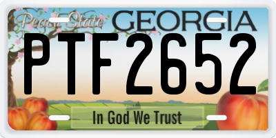 GA license plate PTF2652