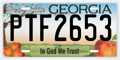 GA license plate PTF2653