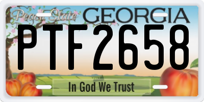 GA license plate PTF2658