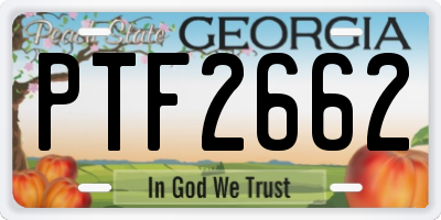GA license plate PTF2662