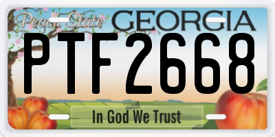 GA license plate PTF2668