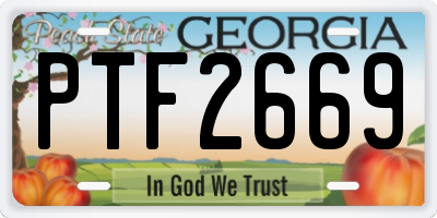 GA license plate PTF2669