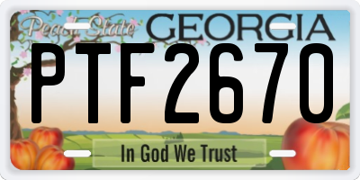 GA license plate PTF2670