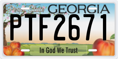 GA license plate PTF2671